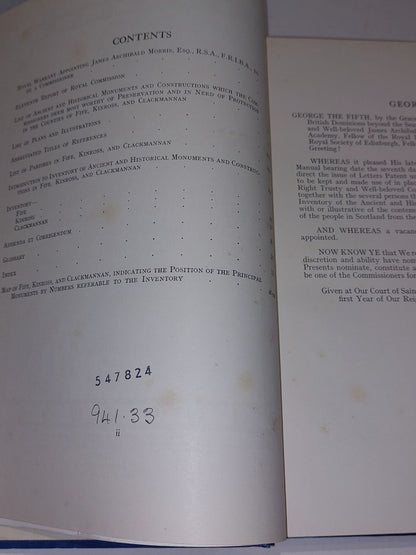 Royal Commission - 11th Report Of Monuments & Construction In Fife, Kinross 19337