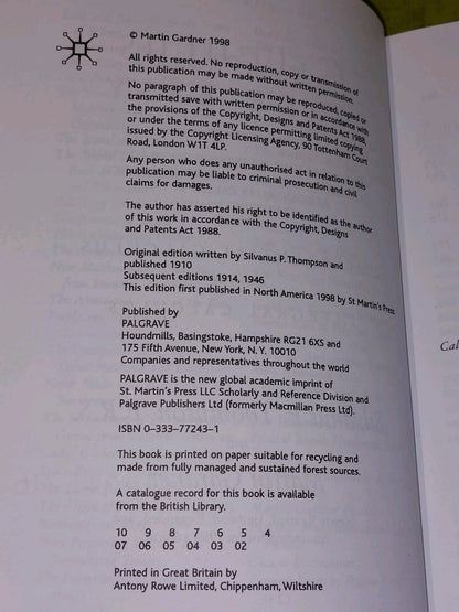 Calculus Made Easy by Silvanus P Thompson (1998)3
