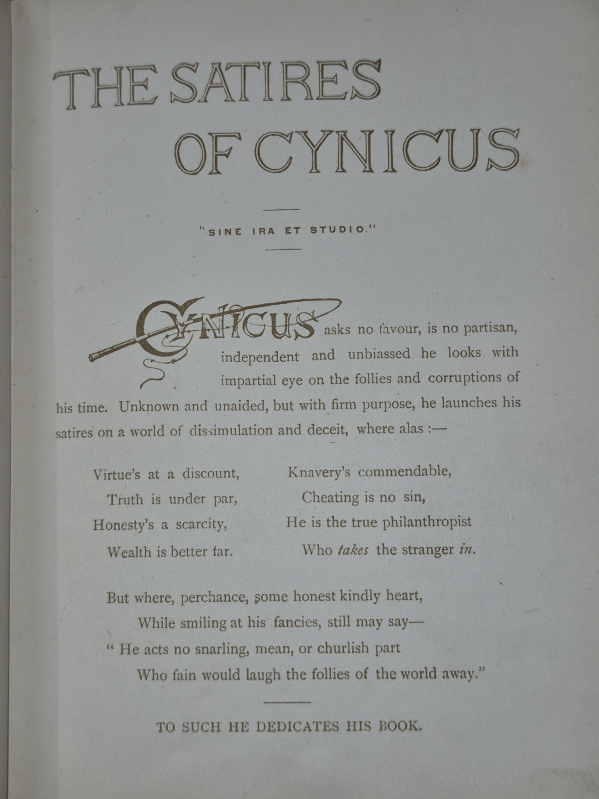 The Satires of Cynicus 1892 SIGNED and Inscribed Simplin Marshall Hamilton8