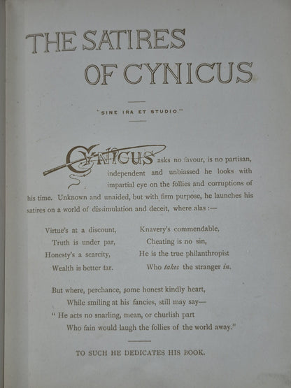 The Satires of Cynicus 1892 SIGNED and Inscribed Simplin Marshall Hamilton8