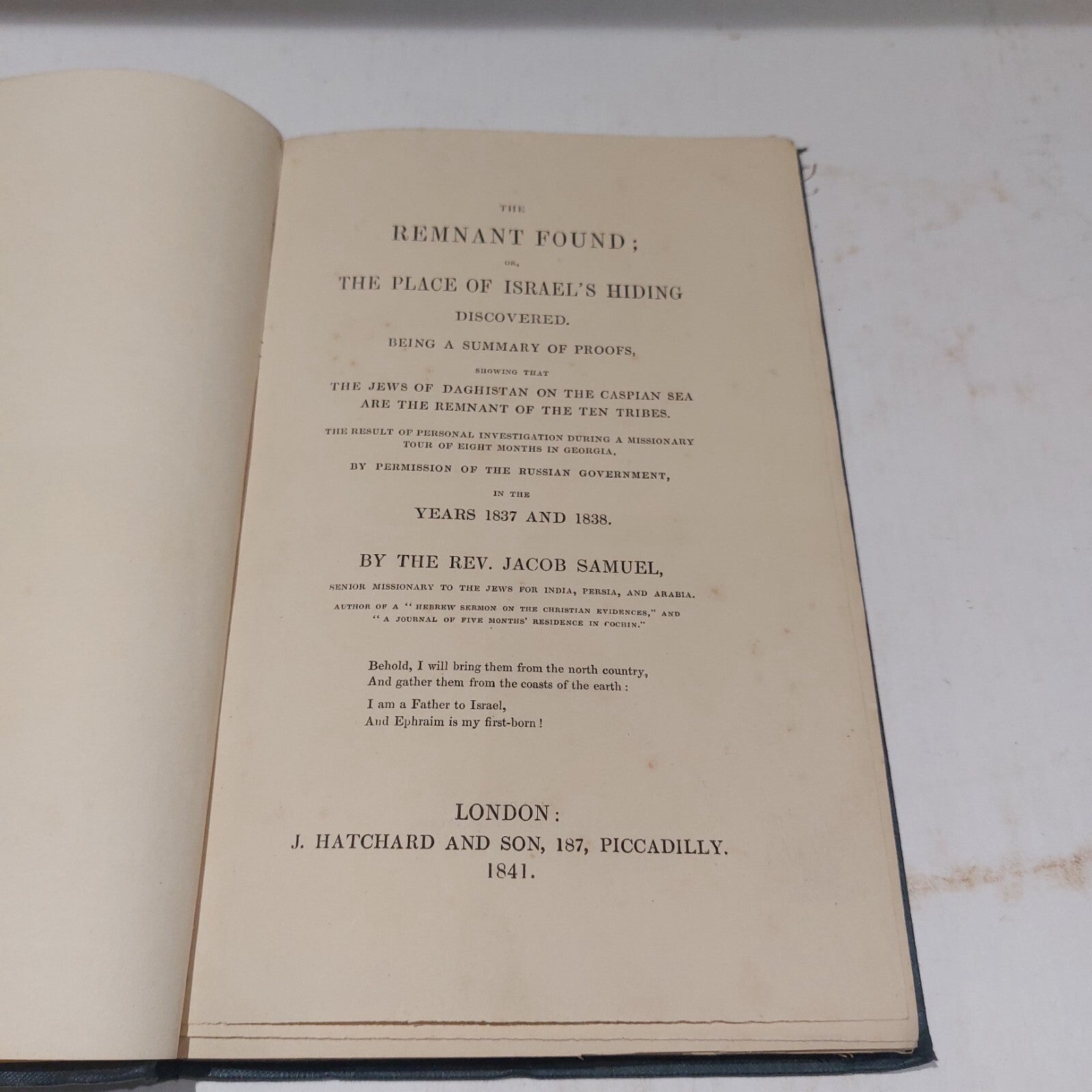 Remnant Found Or Place Of Israel's Hiding Discovered. Rev Jacob Samuel (1841)4