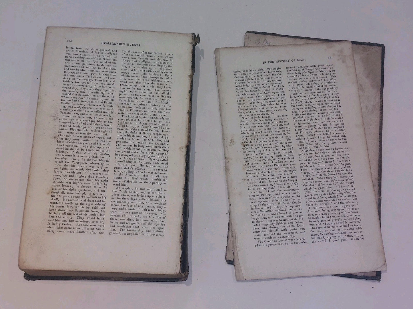 Remarkable Events In The History Of Man - Rev Joseph Watts (1825) 1/4 Leather Hb8