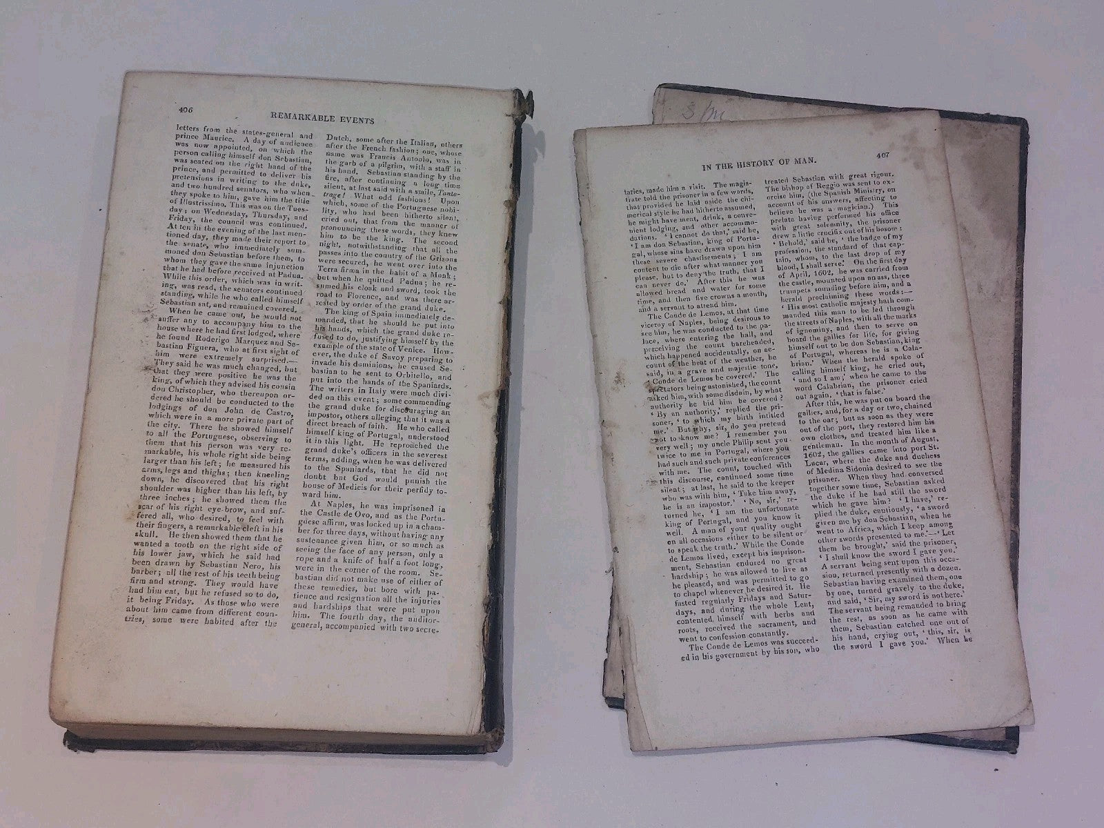 Remarkable Events In The History Of Man - Rev Joseph Watts (1825) 1/4 Leather Hb8