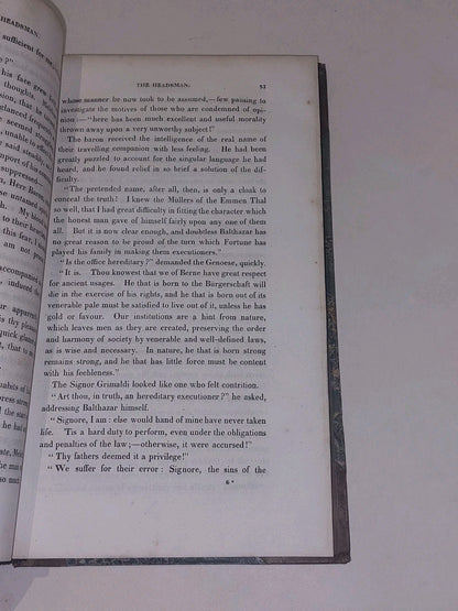 The Headsman By Fenimore Cooper (1833) Quarter Leather Hb5