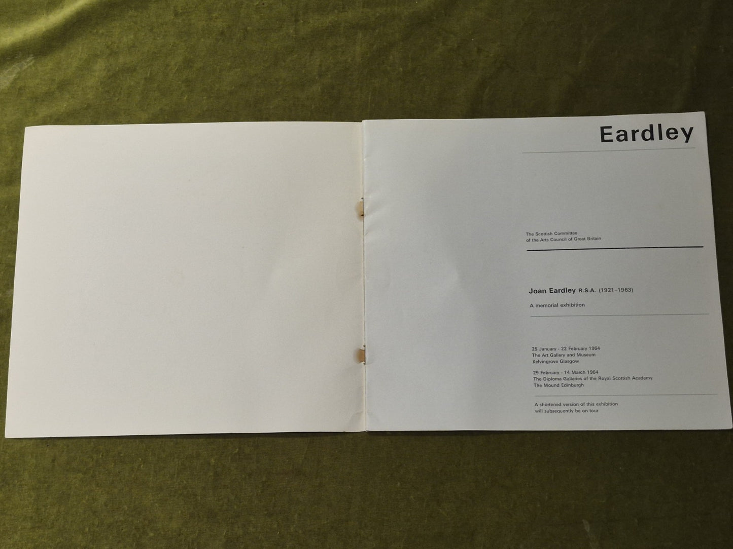 Joan Eardley RSA (1921-1963) Memorial Exhibition catalogue 19642
