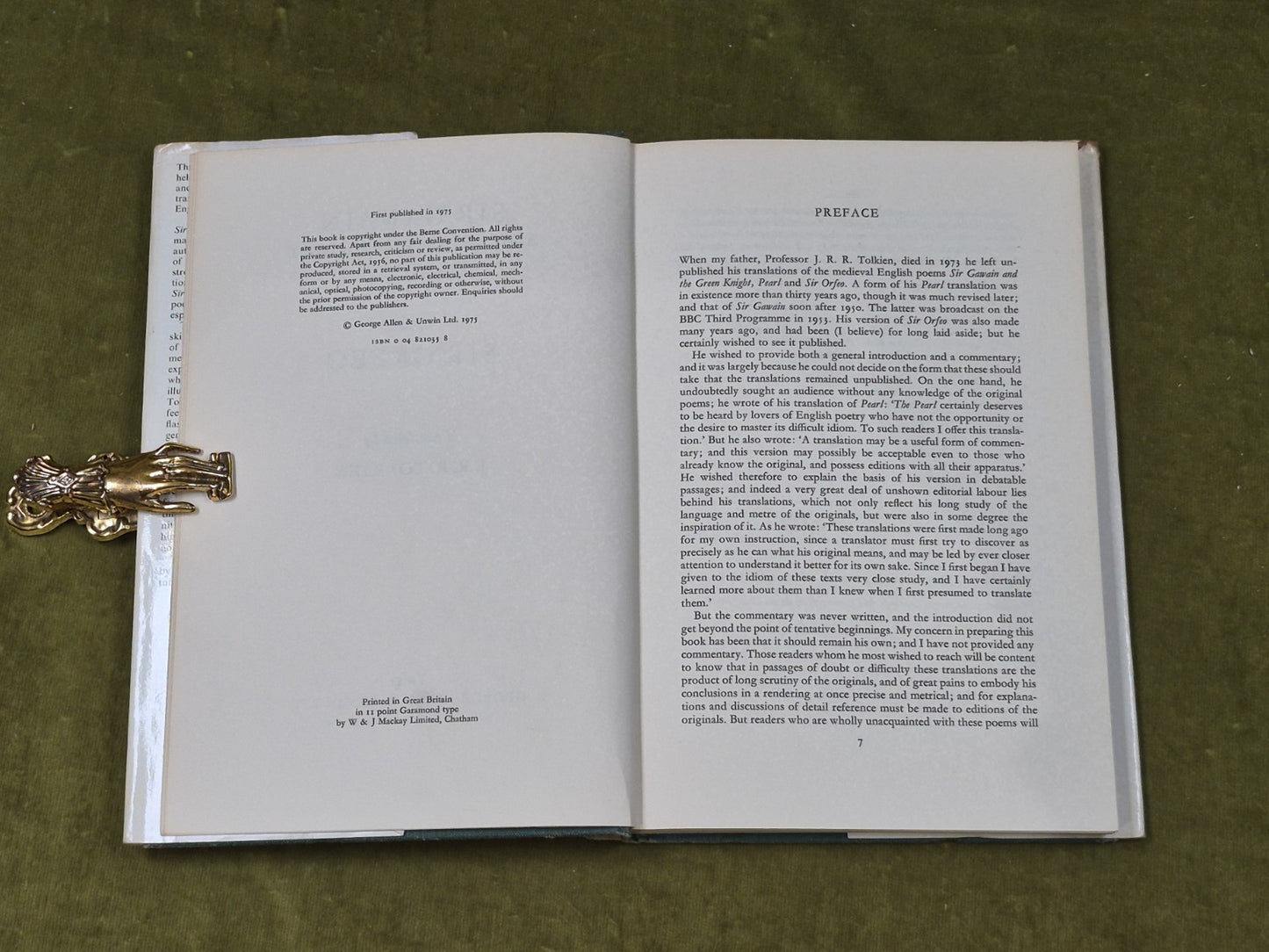 Sir Gawain and the Green Knight - J R R Tolkein , Allen & Unwin 1975 1st HB DJ4