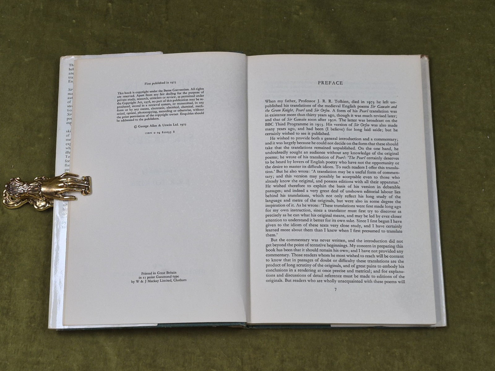 Sir Gawain and the Green Knight - J R R Tolkein , Allen & Unwin 1975 1st HB DJ4