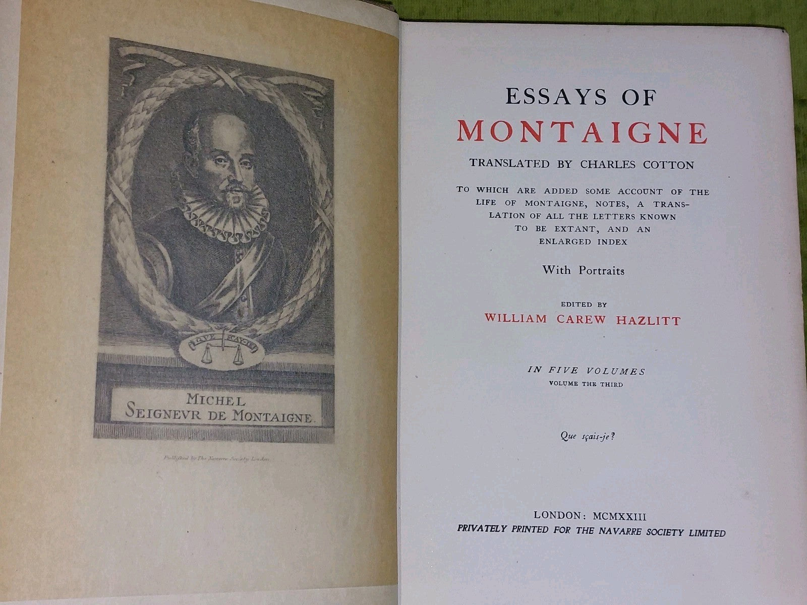 Essays Of Montaigne Charles Cotton (1923) Complete 5 Volumes Navarre Society 11