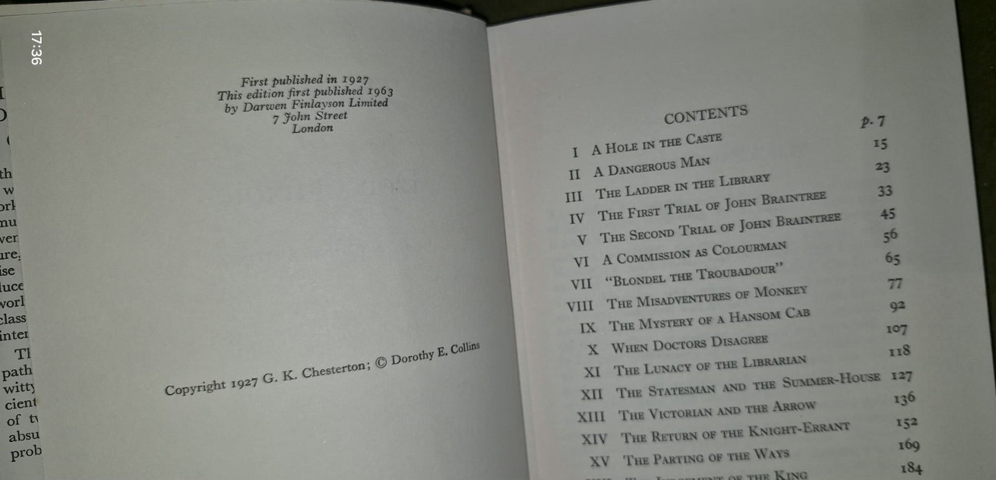 G K Chesterton - Reprint Series 1964 Darwen Finlayson - 11 Volumes HB / DJ 17