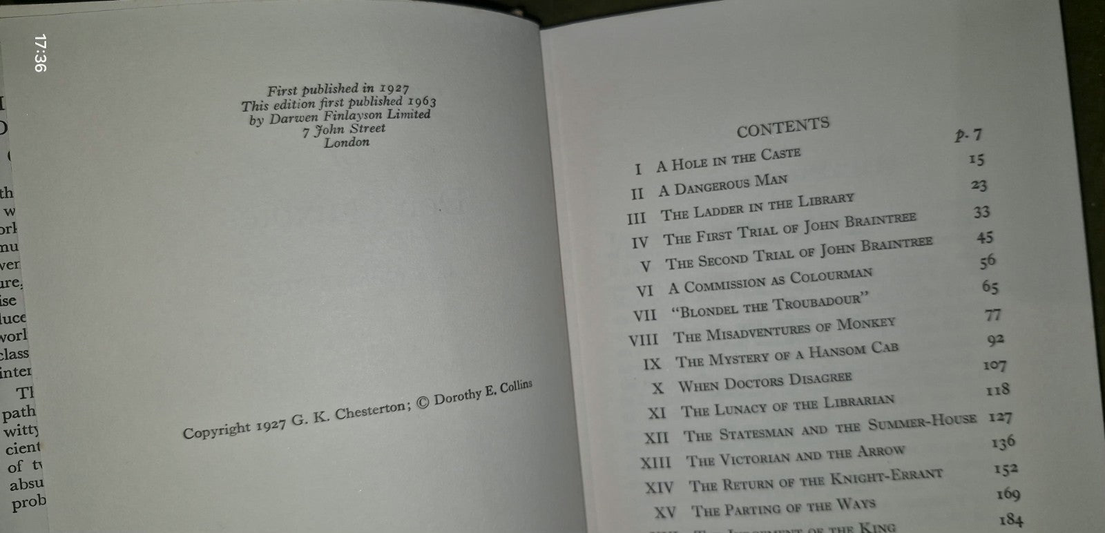 G K Chesterton - Reprint Series 1964 Darwen Finlayson - 11 Volumes HB / DJ 17