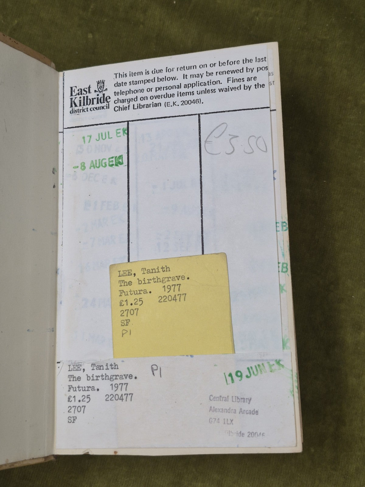 Tanith Lee The Birthgrave Hardback UK First Edition Ex Library 1977 4