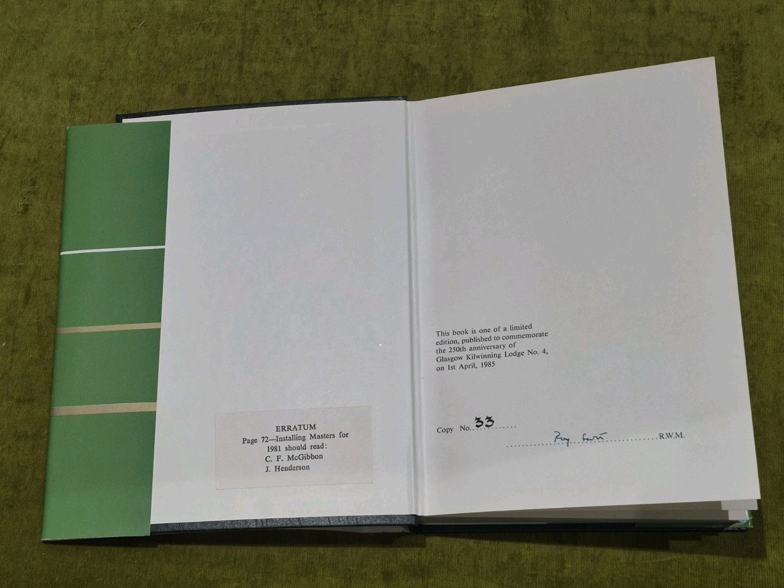 Glasgow Kilwinning Lodge No.4: A History 1735-1985 Roy Scott4