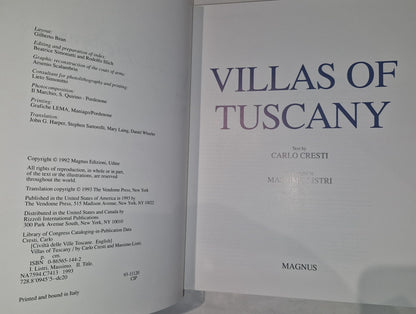Villas of Tuscany By Carlo Cresti & Massimo Listri. In Cloth Slipcase. 1992. VGC4