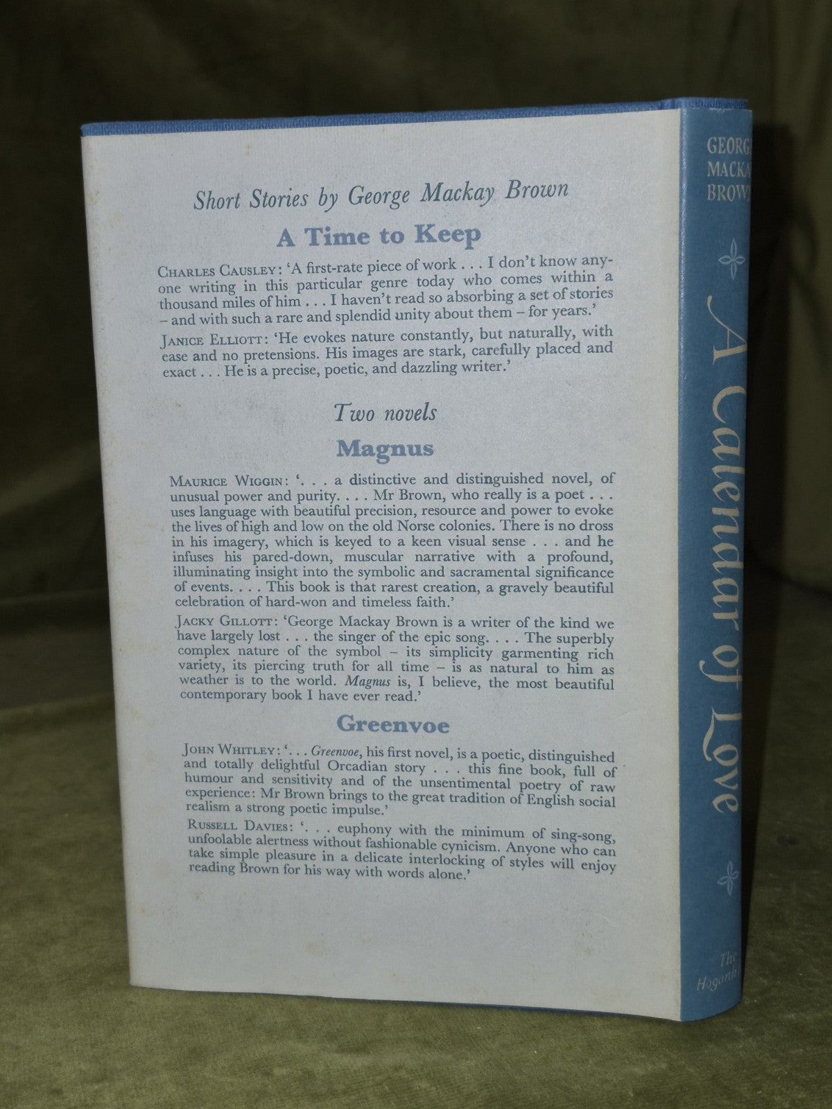 A Calendar of Love George Mackay Brown Hogarth Press First Ed. Fourth Impression1
