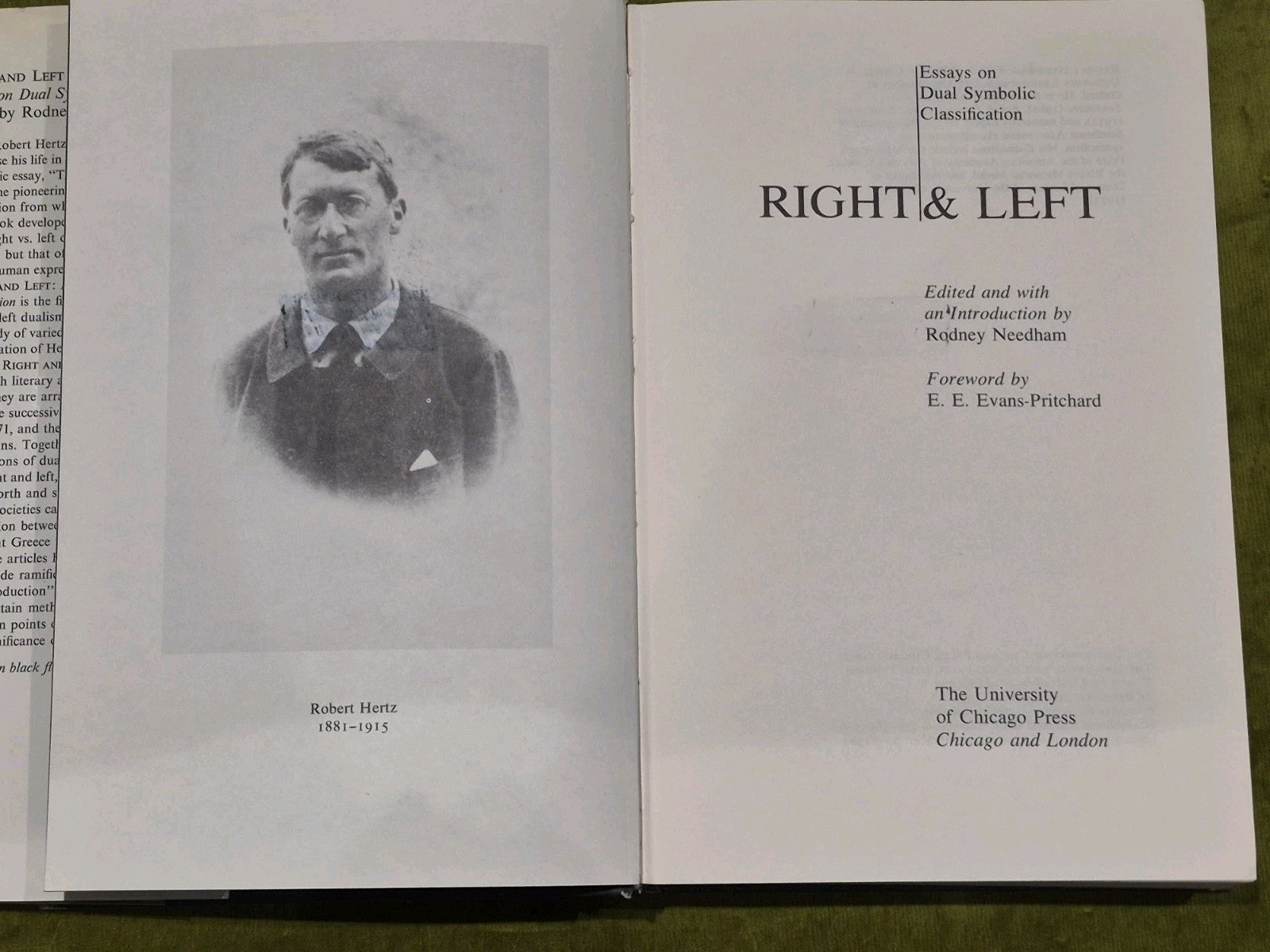 RIGHT AND LEFT ESSAYS ON DUAL SYMBOLIC CLASSIFICATION 1ST EDITION Rodney Needham4