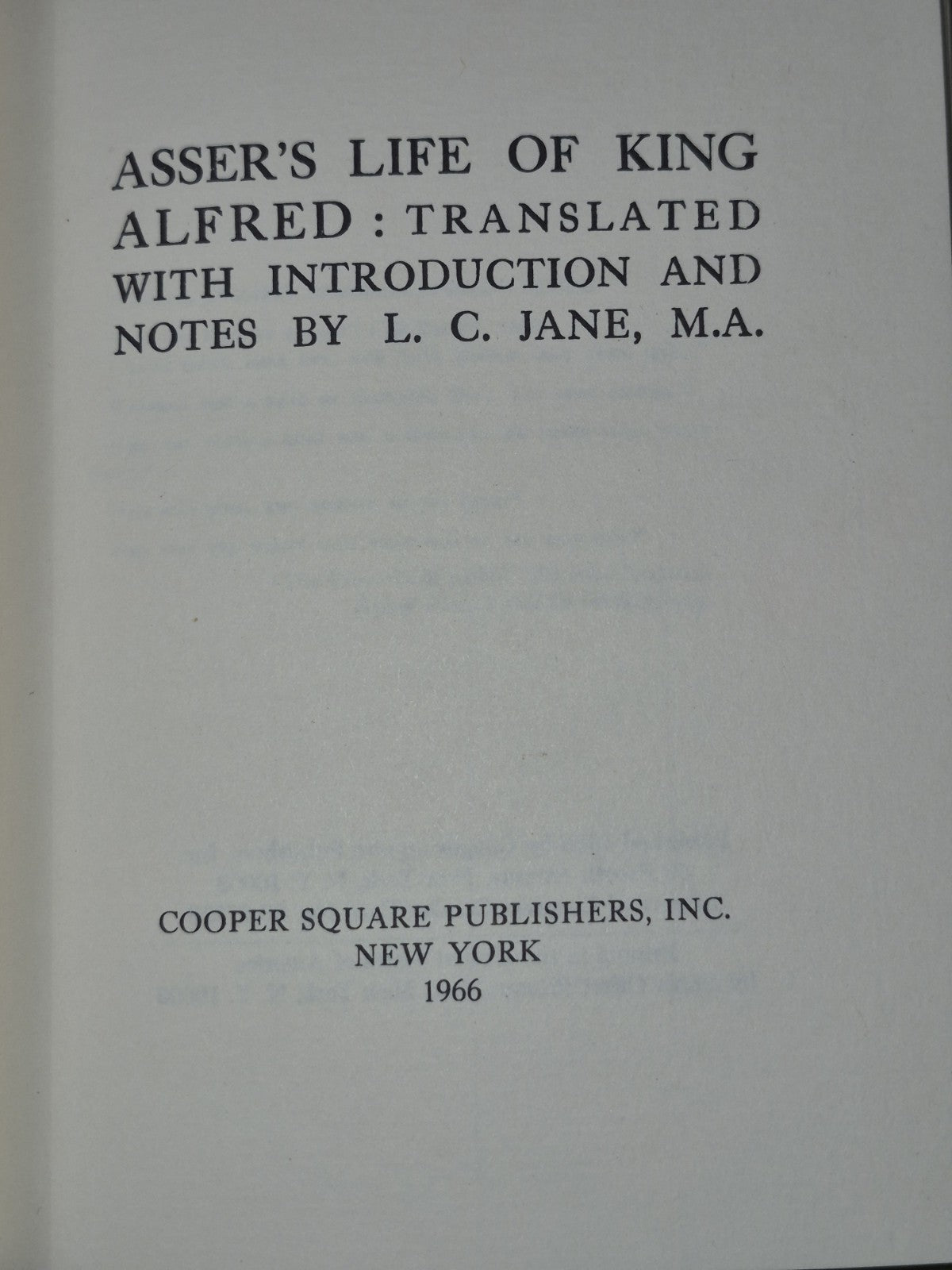 Asser's Life of King Alfred Jane Cooper Square 1966 New York4