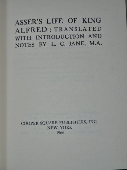 Asser's Life of King Alfred Jane Cooper Square 1966 New York4
