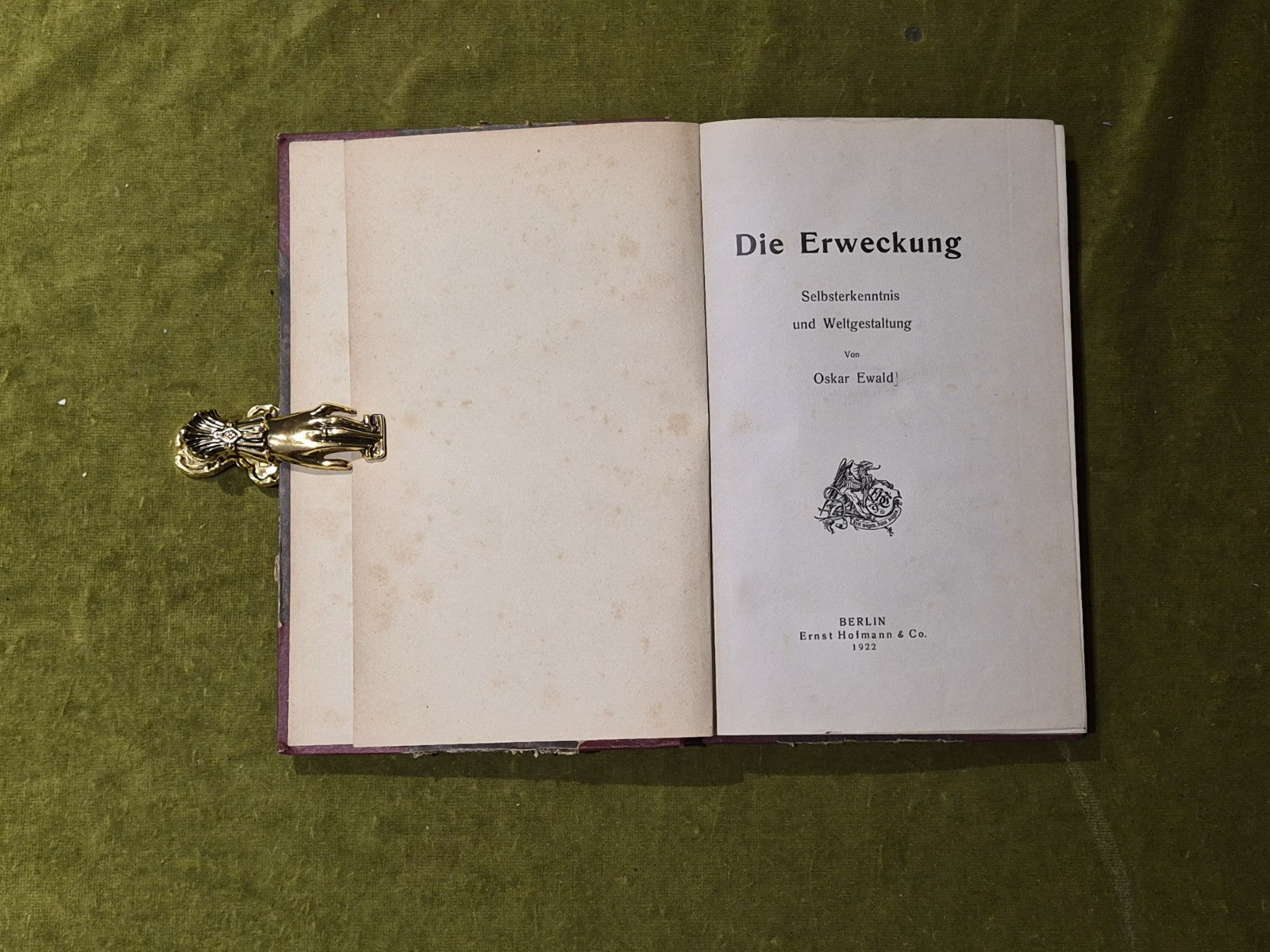 Die Erweckung Selbsterkenntnis Und Weltgestaltung - Oskar Ewald Hofmann 1922 1st3