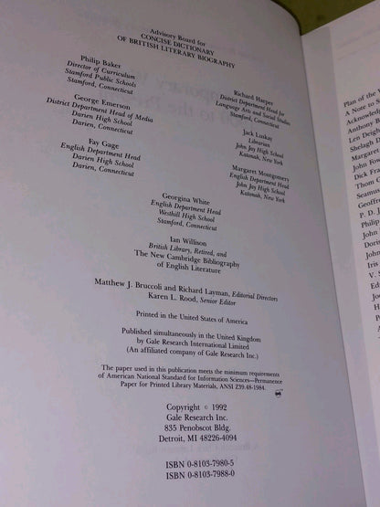 Concise Dictionary of British Literary Biography, 8 Volume Set (1992)10