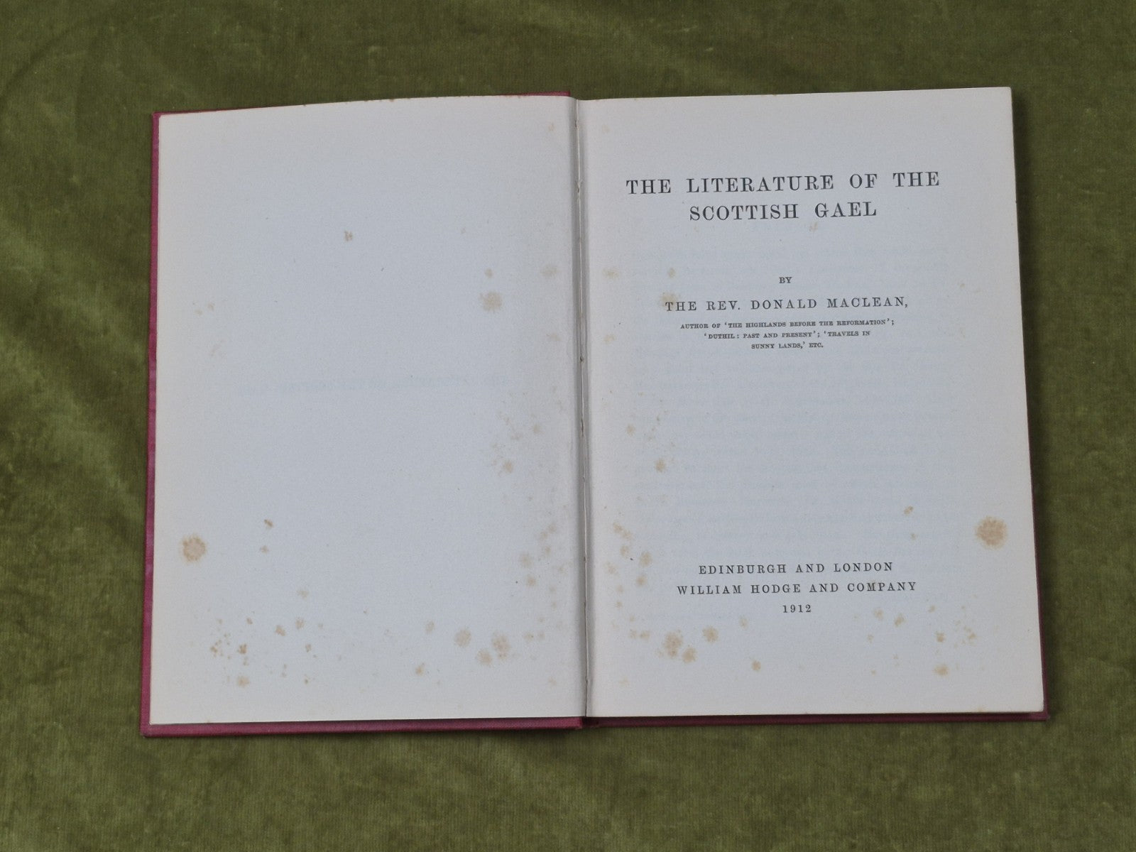 The Literature of The Scottish Gael - Rev. Donald MacLean , Hodge 19124