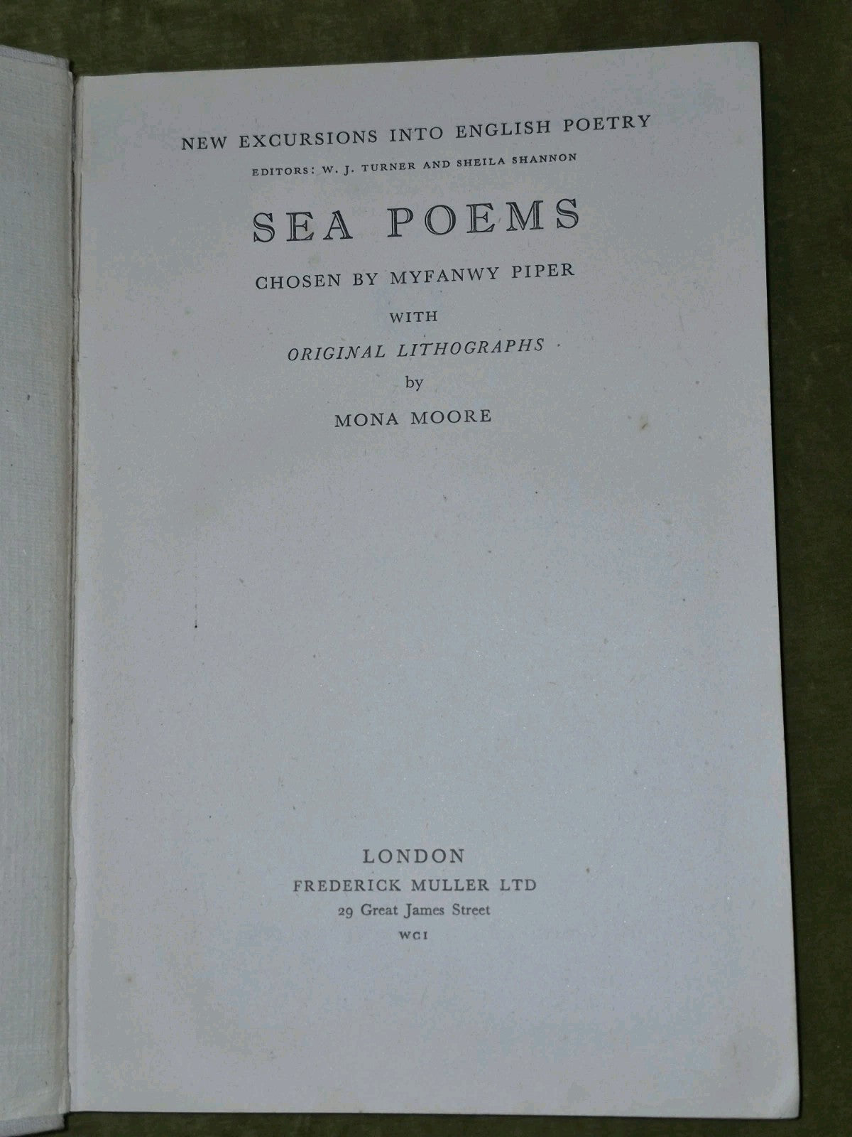 Sea Poems; Chosen by Myfanwy Piper 1944 First Edition Mona Moore Lithographs2