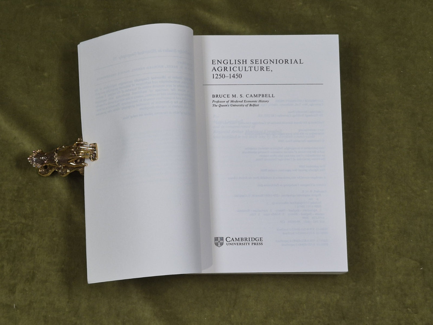 English Seignorial Agriculture - Buce M S Campbell , Cambridge 20083