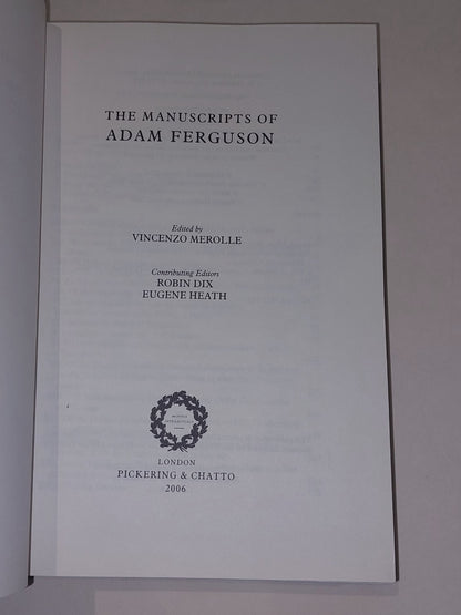 The Manuscripts of Adam Ferguson (2006) [Pickering & Chatto] V. Merolle Hb Book2