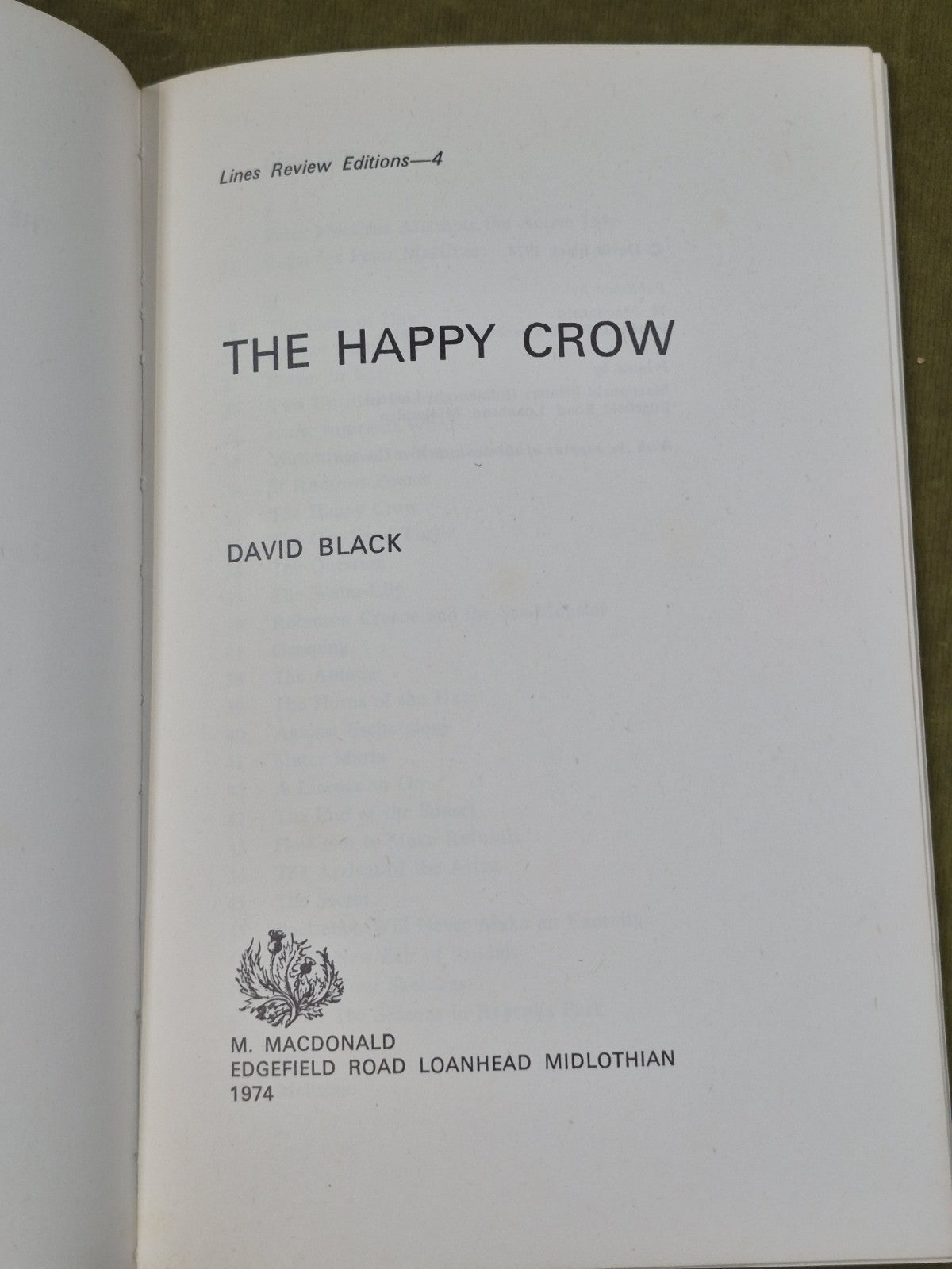 The Happy Crow David Black 1974 Lines Review Editions3