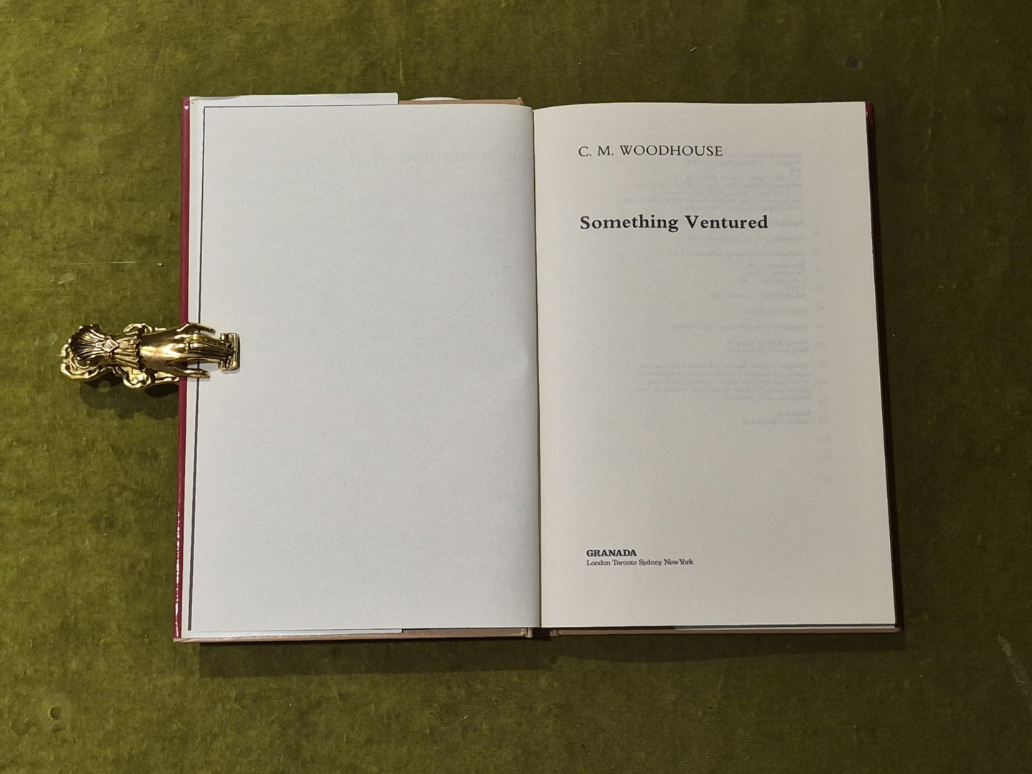 The Autobiography of C M Woodhouse : Something Ventured - Granada 1982 1st HB DJ5