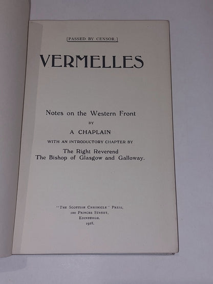 VERMELLES  NOTES ON THE WESTERN FRONT BY A CHAPLAIN 1918 Signed By E. A. Forbes3