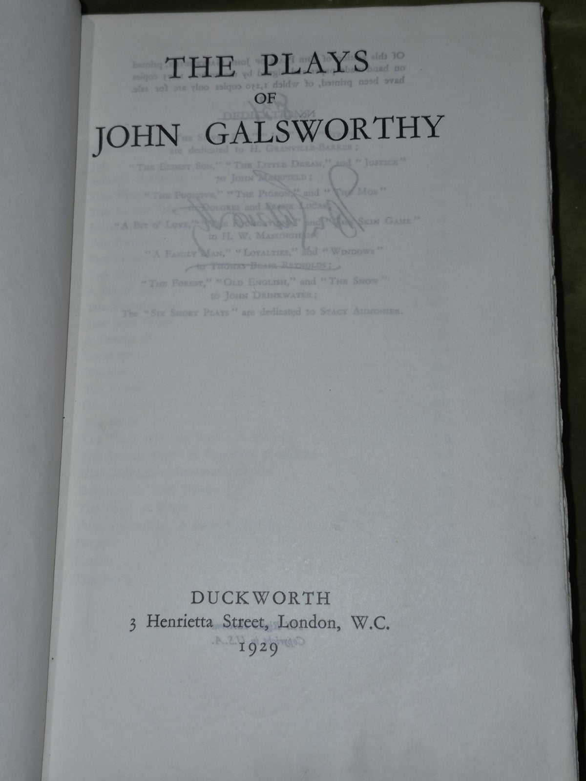 The Plays of John Galsworthy  (Ltd Ed, Signed) 19298