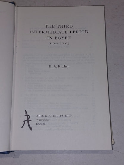 THE THIRD INTERMEDIATE PERIOD IN EGYPT (1100-650 BC) K. A. Kitchen 1973 HB 1st 3