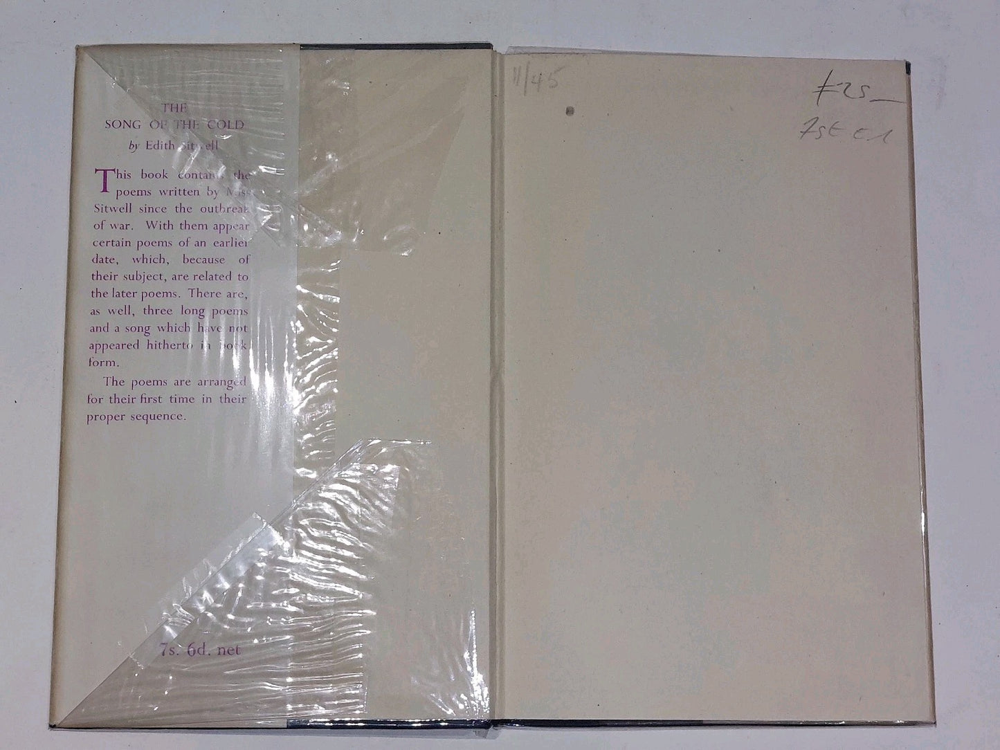 SITWELL, EDITH The Song of the Cold 1945 First Edition Hardcover3