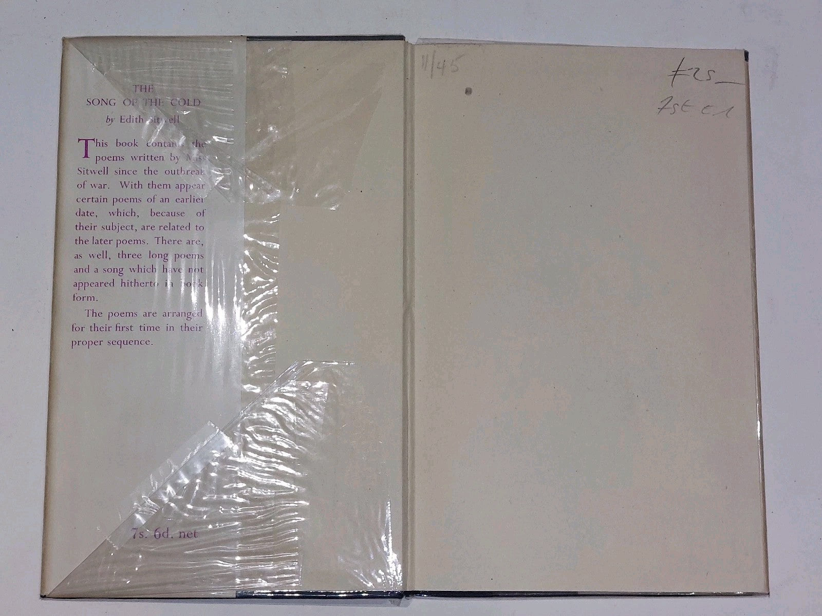 SITWELL, EDITH The Song of the Cold 1945 First Edition Hardcover3
