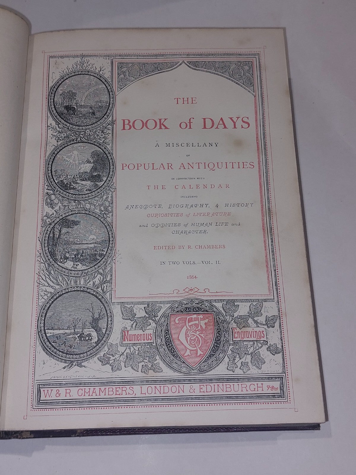 Book of Days : A Miscellany  (1863) Antique Thick [Volume 1 & 2] Hb Set5