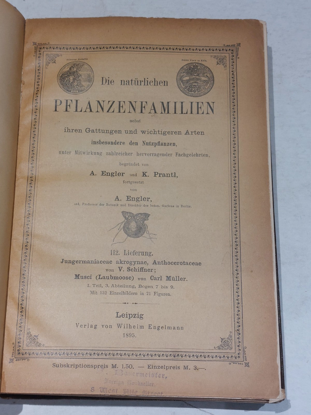 Die Naturlichen pflanzenfamilien By Engler & Pratl (1895) Hb Book4