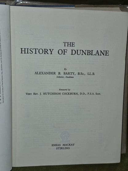 The History of Dunblane by Alexander B. Barty (1944) Dustjacket4