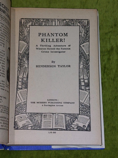 Phantom Killer by Henderson Taylor 1st Ed (1938) Modern Publishing Company HB DJ6