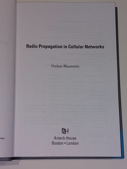 Radio Propagation in Cellular Networks by Nathan Blaunstein (1999, Hardcover)3