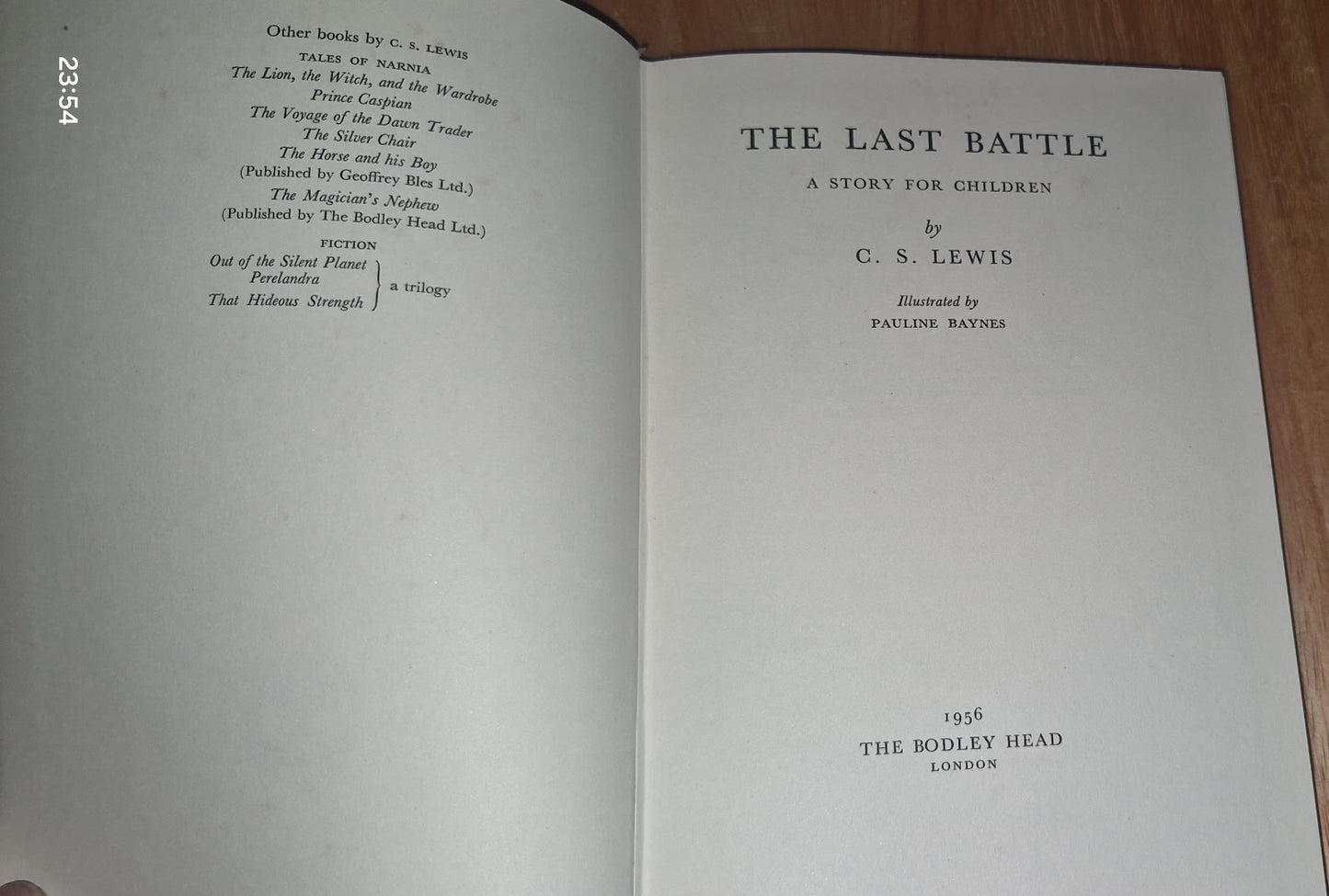 C S Lewis The Last Battle 1956 First Edition First Impression - Bodley Head VGC12