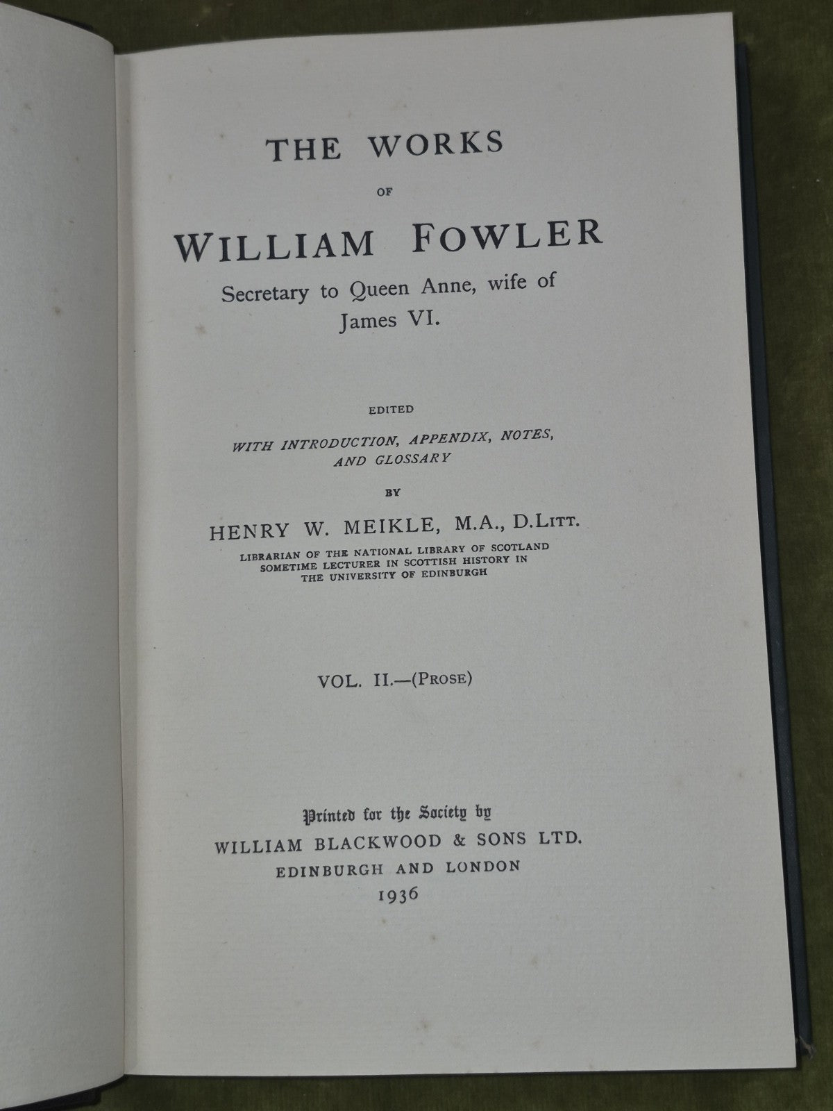 Works of William Fowler Scottish Text Society Complete Set 3 Vols 1914-193911