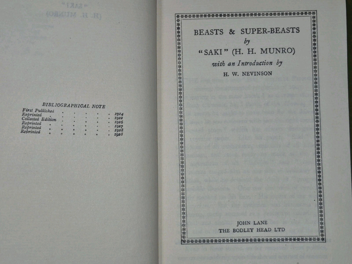 Saki Munro Bodley Head Super Beasts Bassington Westminster Alice Toys 19274
