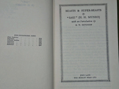 Saki Munro Bodley Head Super Beasts Bassington Westminster Alice Toys 19274