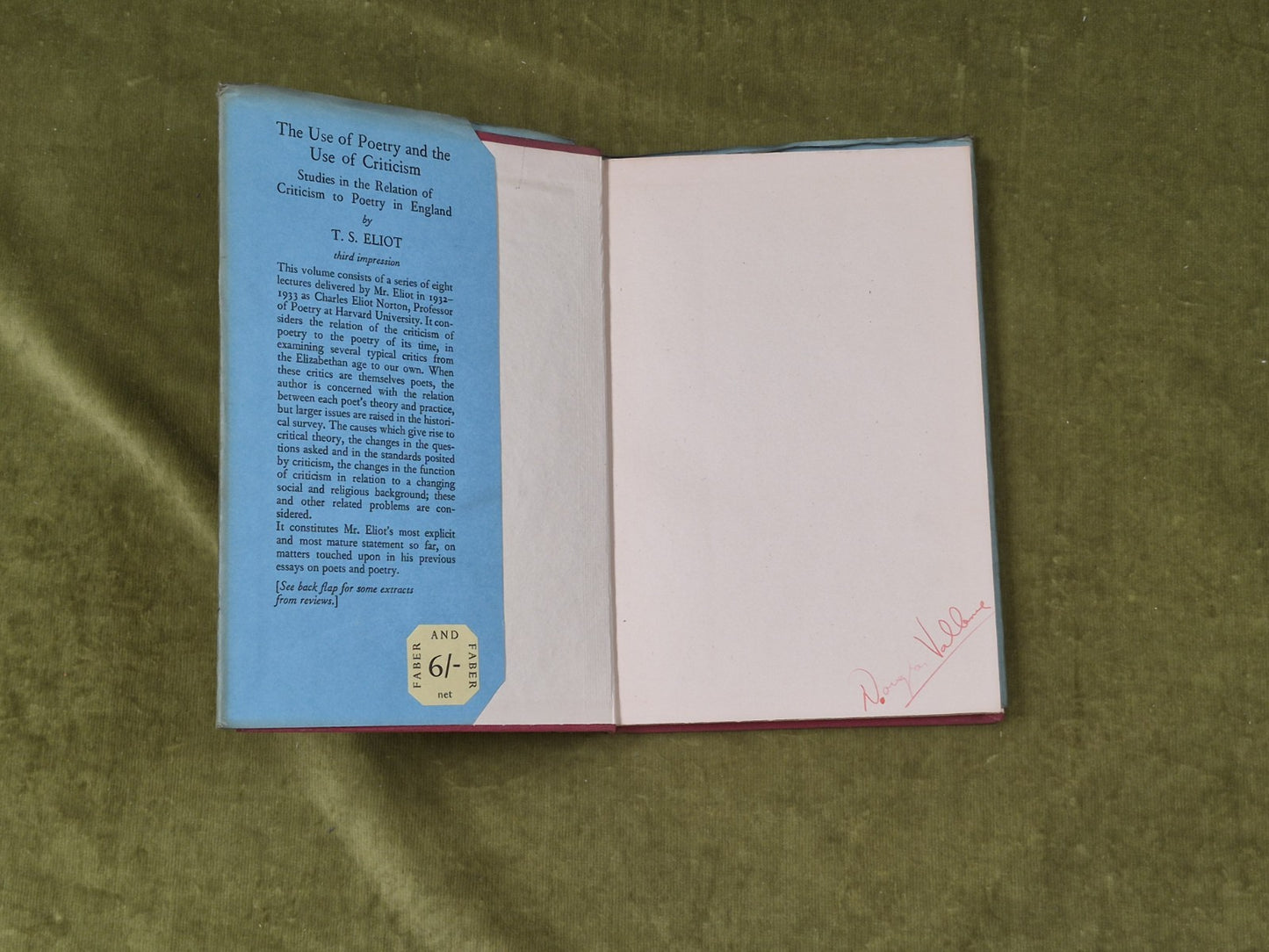 T S Eliot - The Use of Poetry & The Use of Criticism 1937 3rd Faber DJ HC3