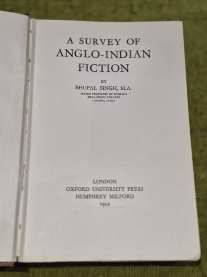 A Survey of Anglo-Indian Fiction (1934) Bhupal Singh3