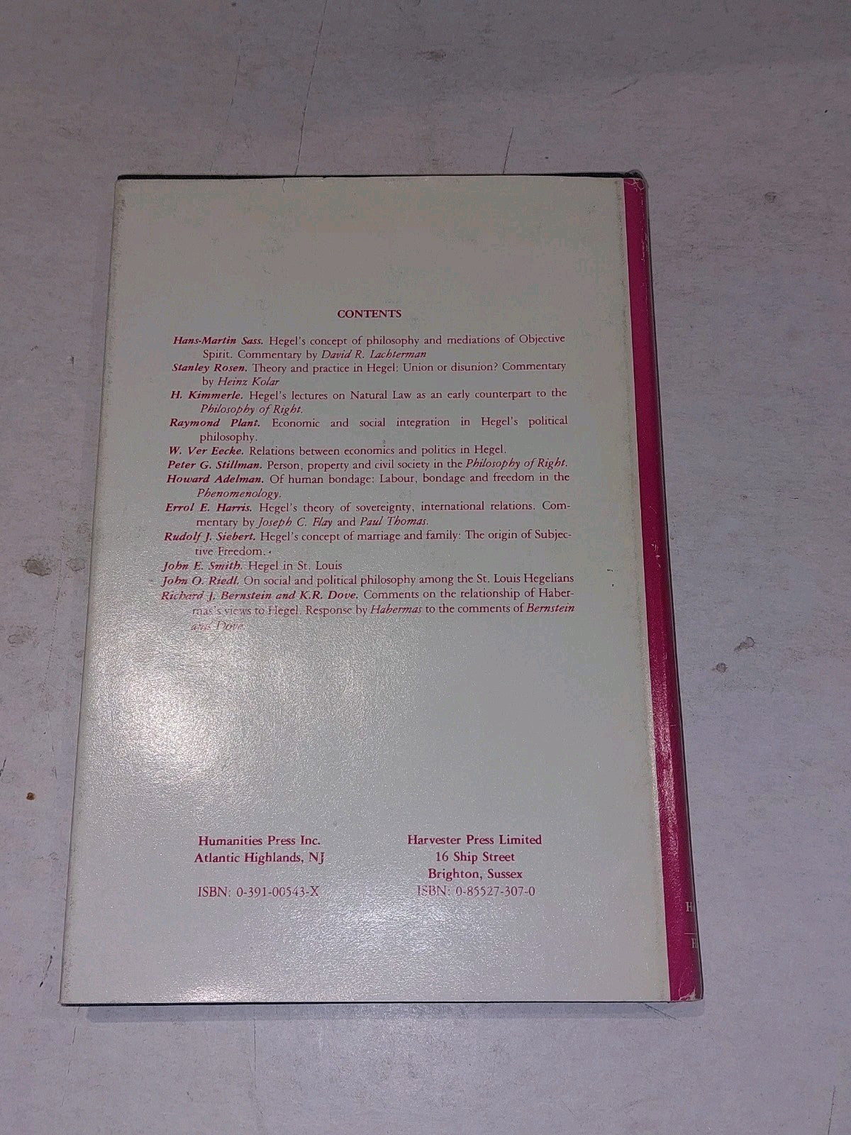 Hegel's Social and Political Thought, Donald Verene (1980) Hb Book2