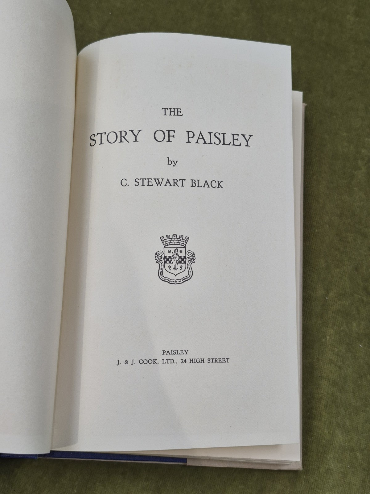 The Story of Paisley by C Stewart Black , J & J Cook HB DJ3