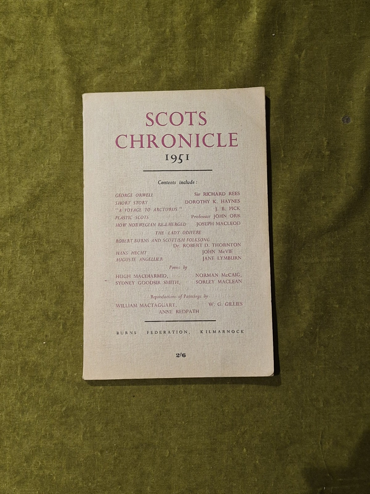 Scots Chronicle 1951 - Burns Federation - George Orwell - Voyage To Arcturus 0