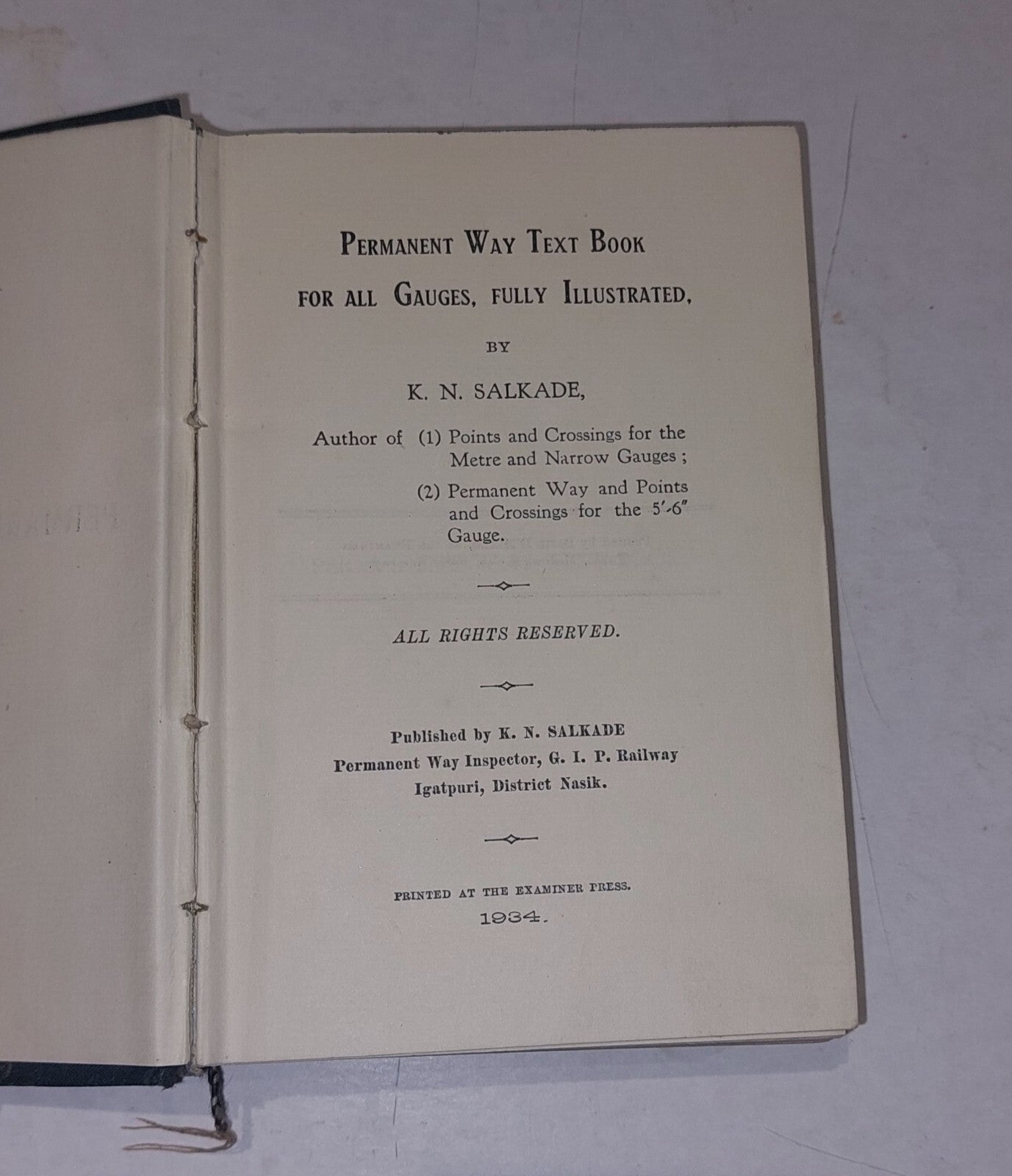 Permanent Way Text Book Of Gauges Book By K. N. Sadkade (1934) Railway Book 3