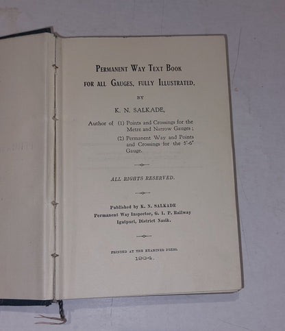 Permanent Way Text Book Of Gauges Book By K. N. Sadkade (1934) Railway Book 3
